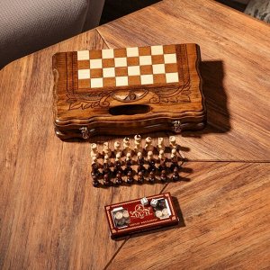 Шахматы ручной работы &quot;Стандарт&quot;, с ручкой, 30х19 см, массив, массив ореха, Армения