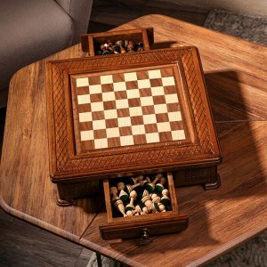 Шахматы ручной работы "Премиум", с ящиками, на ножках, 40х40 см, массив ореха, Армения