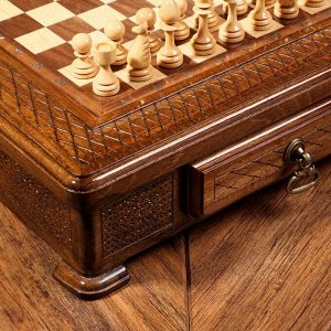 Шахматы ручной работы "Премиум", с ящиками, на ножках, 40х40 см, массив ореха, Армения