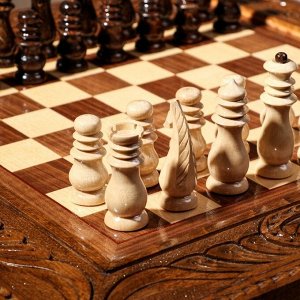 Шахматы ручной работы &quot;Классика с резкой&quot;, на ножках, 50х50 см, массив ореха, Армения