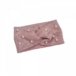 Повязка-Чалма, с искусственным жемчугом, цвет розовый, арт.059.791