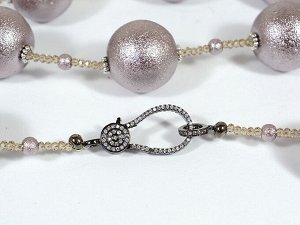 Крупные бусы из майорки цв.серый, 86см