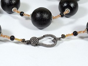 Крупные бусы из майорки цв.черный, 92см