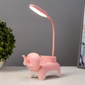 Настольная лампа "Слоник" LED 3Вт USB розовый 9х15х31 см RISALUX