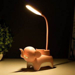 Настольная лампа "Слоник" LED 3Вт USB розовый 9х15х31 см RISALUX