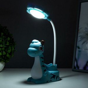 Настольная лампа "Сказочный динозаврик" LED 3Вт USB лазурный 7х12х33 см