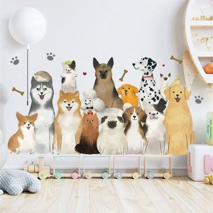 Наклейка пластик интерьерная цветная "Породистые собаки" 60х45 см