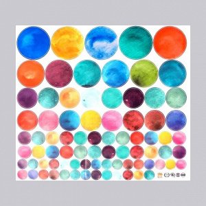 Наклейка пластик интерьерная цветная "Цветные кружочки" 45х50 см