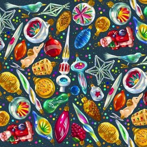 Бумага оберточная Яркая ночь для сувенирной продукции в рулонах, с полноцветным декоративным рисунком, плотность 90 г/м2 / 100х70см