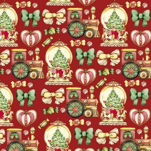 Бумага оберточная Новогоднее желание для сувенирной продукции в рулонах, с полноцветным декоративным рисунком, плотность 90 г/м2 / 100х70см