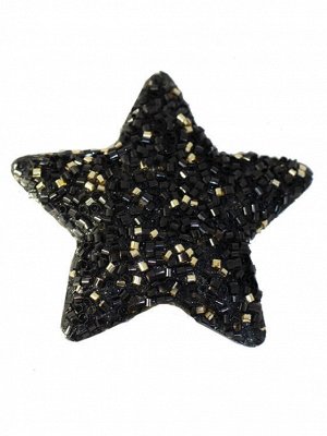 Декоративное украшение Черная мягкая звезда для оформления подарков из полиэтилена, на текстильной основе (полиэстер) / 5,5x0,2x5,5см