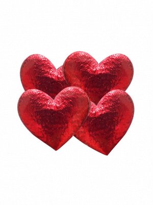 Декоративное украшение Красные сердечки для оформления подарков из полиэстера, в наборе 4 шт / 3,5x0,2x3,1см