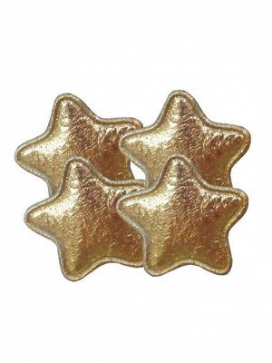 Декоративное украшение Золотистые звездочки для оформления подарков из полиэстера, в наборе 4 шт / 3,3x0,2x3,3см