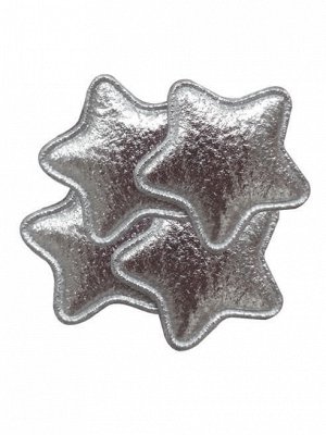 Декоративное украшение Серебристые звездочки для оформления подарков из полиэстера, в наборе 4 шт / 3,3x0,2x3,3см