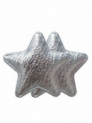 Декоративное украшение Серебристые звездыдля оформления подарков из полиэстера, в наборе 2 шт / 5,5x0,2x5,5см