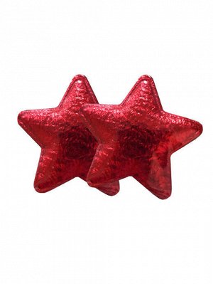 Декоративное украшение Красные звезды для оформления подарков из полиэстера, в наборе 2 шт / 5,5x0,2x5,5см
