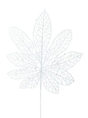 Интерьерное украшение лист Белый папоротник из полиэтилена / 36x22x0,4см