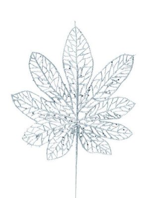 Интерьерное украшение лист Серебристый папоротник из полиэтилена / 36x22x0,4см