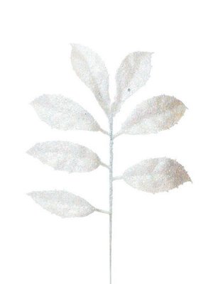 Интерьерное украшение ветка Белая с листиками из полиэтилена / 31x14x1см