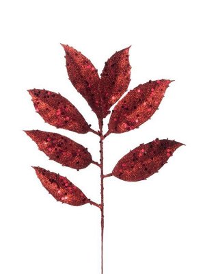 Интерьерное украшение ветка Красная с листиками из полиэтилена / 31x14x1см