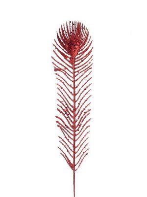 Интерьерное украшение перо павлина Красное из полиэтилена / 43x8x0,5см
