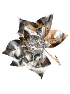 Новогоднее ёлочное украшение Цветок Блеск из полиэстера, на клипсе из черного металла / 14x20x20см