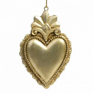 Новогоднее подвесное украшение Золотое сердечко из полирезины / 1х6х9см