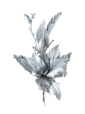 Новогоднее ёлочное украшение Цветок пастель из полиэстера, на клипсе из черного металла / 36x26x26см