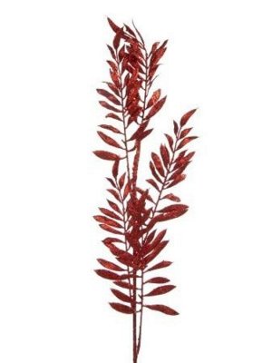 Интерьерное украшение Ветка Красные листики из ПВХ / 71x16x1см