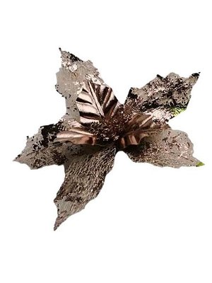 Новогоднее ёлочное украшение Кофейный цветок из полиэстера, на клипсе из черного металла / 20x25x25см