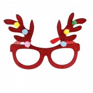 Маскарадные очки Олень в красном из полипропилена с декором из нетканого материала (полиэфирные волокна) / 1,5x17x12,5см