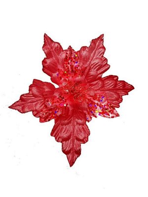 Новогоднее ёлочное украшение Коралловый цветок из полиэстера, на клипсе из черного металла / 25x25x17см