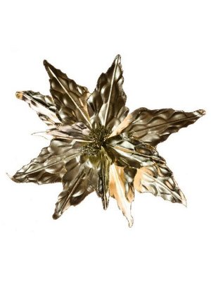 Новогоднее ёлочное украшение Серебристый цветок из полиэстера, на клипсе из черного металла / 34x34x13см