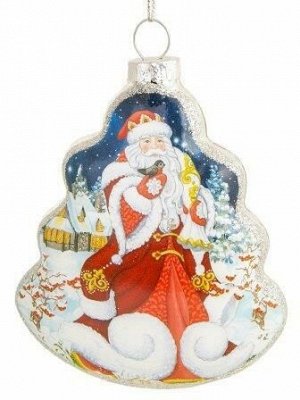 Новогоднее подвесное украшение Дед Мороз из стекла / 2х9,5х8см
