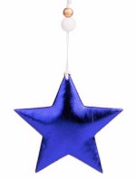 Новогоднее подвесное украшение Синяя звезда из полиуретана / 10,5x1,5x10,5см