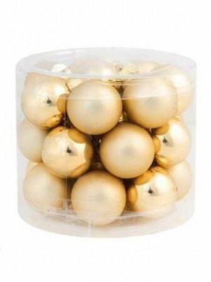 Новогоднее подвесное украшение - шар Золото микс из стекла, набор из 24 штуки / 2,5x2,5x2,5см