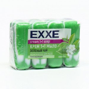 Крем-мыло Exxe 1+1, "Оливковое масло", зеленое полосатое, 4 шт. по 90 г