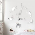 Декор настенный &quot;Кошки&quot;, зеркальный, 8 элементов, серебро