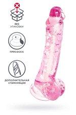 Реалистичный фаллоимитатор, TPE, розовый, 19 см (в пакете)