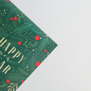 Бумага упаковочная глянцевая «Ветви с ягодами», 70 ? 100 см
