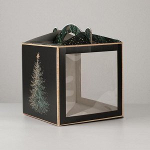 Коробка кондитерская с окном, сундук, «Новогодняя посылка» 20 х 20 х 20 см