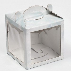 СИМА-ЛЕНД Коробка кондитерская с окном, сундук, «Зимняя акварель» 20 х 20 х 20 см