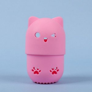 Футляр для спонжа «Котик», вентилируемый, 8 ? 6 ? 4, цвет розовый