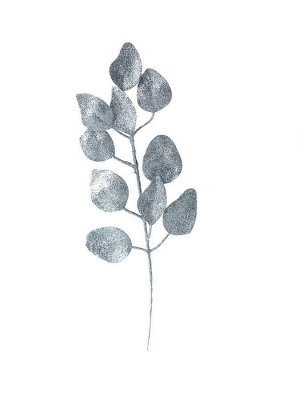 Интерьерное украшение Ветка Серебристая с листиками из полипропилена, в наборе 3 шт / 31x10x0,2см