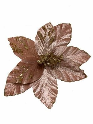 Новогоднее ёлочное украшение Пудровый цветок, из полиэстера, на клипсе из черного металла / 29*29*10см