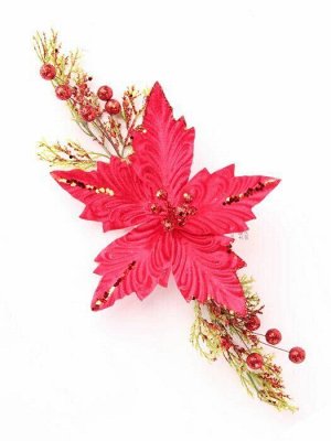 Новогодняя ветка Настольный красный цветок, из полиэстера и полиэтилена / 37*21*5,7см