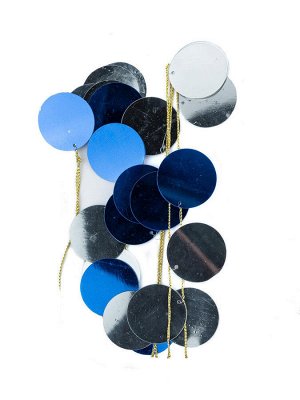 Новогодняя гирлянда Сине-серебряные кружочки из ПВХ в форме кружочков / 200x3x3см