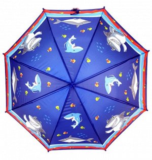 Зонт детский трость полуавтомат Рыбы цвет Ярко-синий (DINIYA)