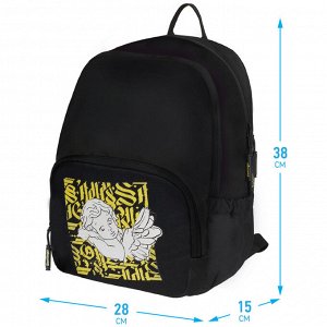 Рюкзак Berlingo Light ""Angel black"" 39,5*28*16см, 2 отделения, 3 кармана, уплотненная спинка