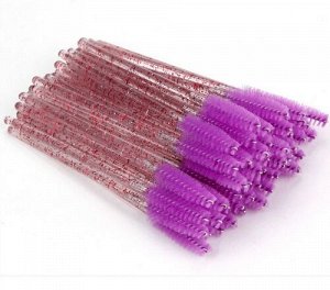 Щеточки для ресниц с блестками нейлон фиолетовые, упак. 50 шт.
